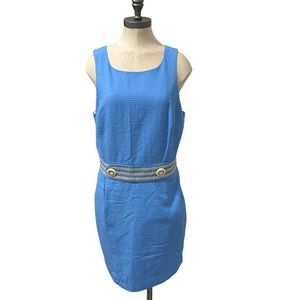 Lilly Pulitzer Blue and Gold Keyhole Back Dress Size 12